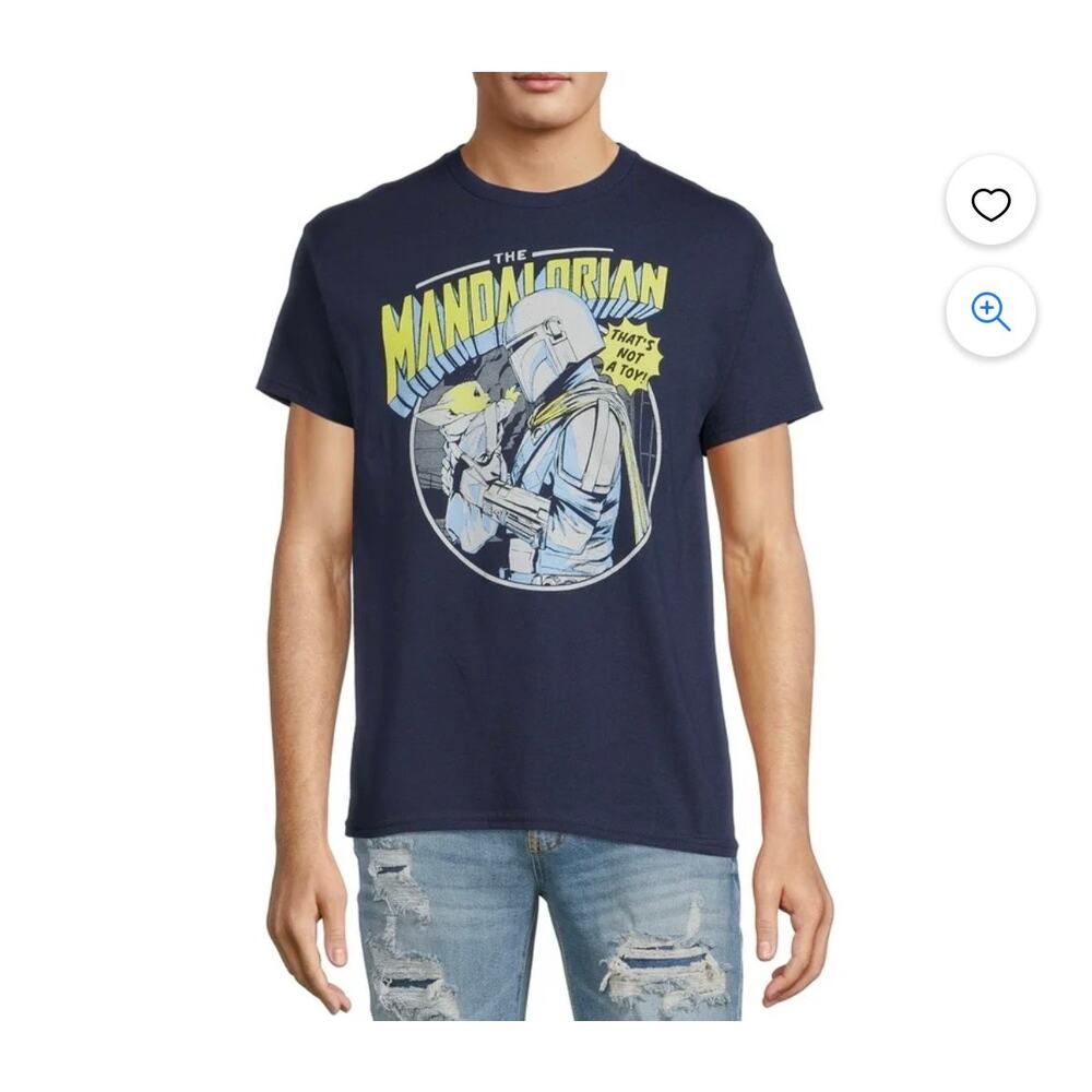 Star Wars Mandalorian Navy Blue T-Shirt Mens 2XL Short Sleeve Graphic Tee XXL